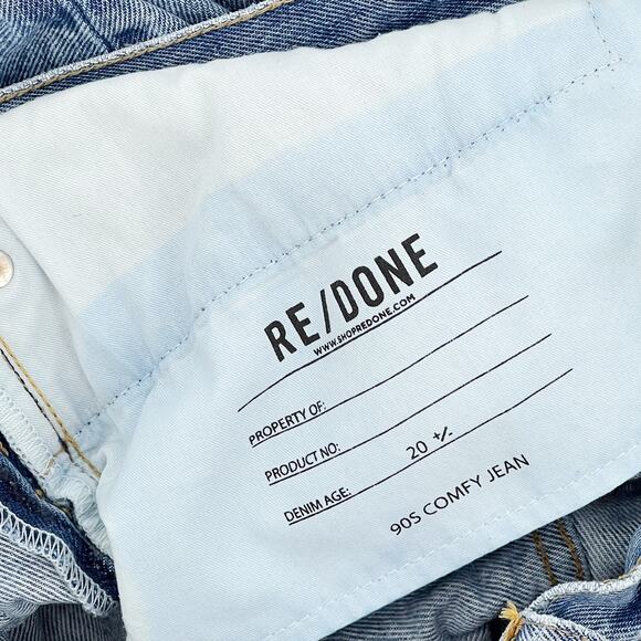 RE/DONE 90s Comfy Jeans Women’s Size 29 Sunfaded Destroy Distressed Denim - Picture 5 of 6